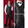 Lars Amadeus Men's V-Neck Slim Fit Double-Breasted Party Disco Prom Nightclub Sleeveless Sequin Vest - 4 of 4