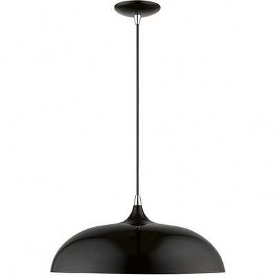 Shiny Black and Polished Chrome 18" Aluminum Pendant Light