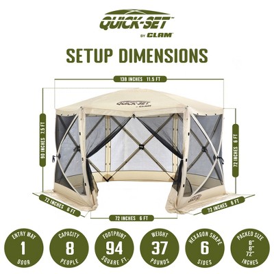 Tan Portable Outdoor Gazebo Canopy Shelter with Mesh Screen