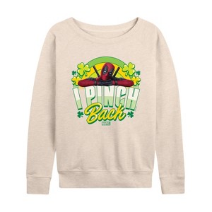 Women's - Marvel - St. Patrick's Day I Pinch Back Lightweight French Terry Wide Neck Long Sleeve Shirt - 1 of 4