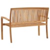 vidaXL 2-Seater Stacking Patio Bench 50.6" Solid Teak Wood - 4 of 4