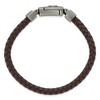 Black Bow Jewelry Stainless Steel & Brown Braided Leather Eagle Head Bracelet, 8.75 Inch - 4 of 4