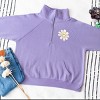 S.W.Smiley Blooming Daisies - Women's Quarter Zip Fleece Graphic Sweatshirt - 2 of 4