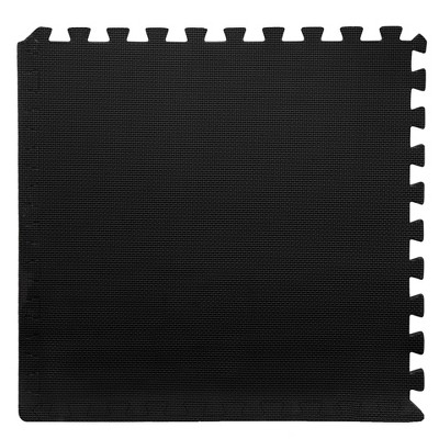 Black Interlocking EVA Foam Floor Tiles, 24" x 24", 6-Pack