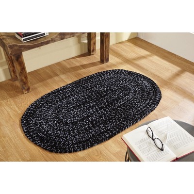 30" x 50" Chenille Tweed Collection Black & Gray Reversible Indoor Area Utility Oval Rug - Better Trends