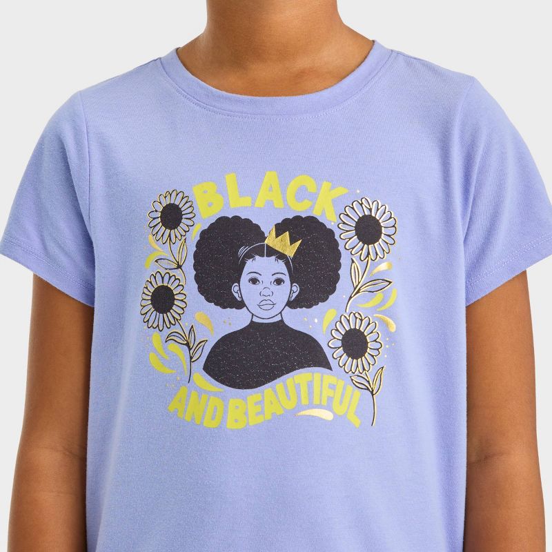 Girls&#39; Short Sleeve &#39;Black and Beautiful&#39; Graphic T-Shirt - Cat &#38; Jack&#8482; Lavender, 3 of 5