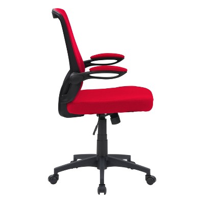 Curved Lumbar Support High-Back Mesh Office Chair in Red