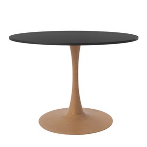 LeisureMod Bristol 35'' Modern Round Dining Table – Durable MDF Top and Wood-Transfer Natural Steel Base for Kitchen, Dining Room, or Cafes - 1 of 4