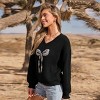 Women's Black Sequins Bow Long Sleeve Knit Top - Cupshe - 3 of 4