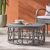Patio Wicker Oval Side Table,Polyethylene Rattan Woven Living Room Coffee Table,Farmhouse Rattan Coffee Table With Loop Design-Coolbibila - 2 of 4