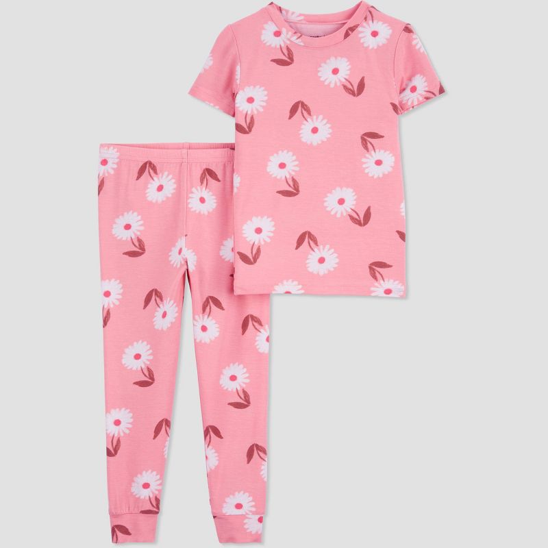 Carter&#39;s Just One You&#174; Comfy Soft Toddler Girls&#39; 2pc Daisies Pajama Set - Pink, 1 of 5