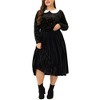 Agnes Orinda Women's Plus Size Long Sleeve Peter Pan Collar Stars Vintage Velvet Blouse - 2 of 4