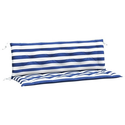 vidaXL Outdoor Garden Bench Cushions Blue&White Stripe, Water-Repellent UV-Resistant Fabric, Soft Hollow Fiber Filling, Non-Slip Design with Ropes