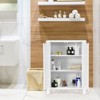Tangkula Bathroom Floor Cabinet 3-Tier Storage Cabinet with Double Door & Adjustable Shelf Wooden Bathroom Cabinet for Home White - 4 of 4