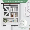 Bathroom Wall Mounted Cabinet, with Sliding Barn Door & Adjustable Shelf, Farmhouse Over Toilet Storage Cabinets with Towel Bar, White - 4 of 4
