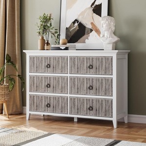 Fluted 6 Drawers Dresser, 47" Wide Modern Closet Dressers Chest of Drawers,  Wooden Closet Dressers, Storage Organizer for Bedroom - 1 of 4