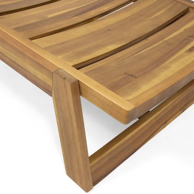 Acacia Wood Yellow Adjustable 2-Person Chaise Lounge Set