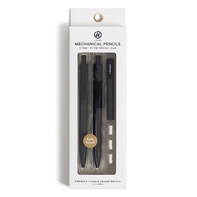 U Brands 2pk Mechanical Pencils Starter Kit Soft Touch Black