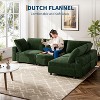 105" Modular Sectional Sofa, L-Shaped 4-Seater Velvet Couch with USB Charging, Velvet Upholstery & Plush Pillows for Living Room (Green/Grey) - 2 of 4