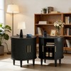 1PC/2PCS Multifunction Fluted Side Table with Charging Hub Sliding Door, Accent End Table with Adjustable Storage Mid Century Modern  for Small Space - 2 of 4