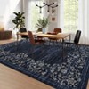 Modern Machine Washable Area Rugs Floral Printed Floor Carpet Non Slip Backing Stain Resistant Indoor Soft Mat - 3 of 4
