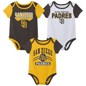 MLB San Diego Padres Infant Boys' 3pk White Bodysuit - 1 of 4
