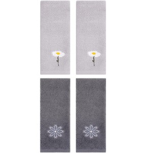 REGALWOVEN 4 Pcs Cotton Soft Absorbent Floral Pattern Hand Towel 13" x 30" - 1 of 4