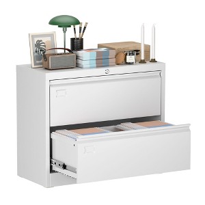 AOBABO 2 Drawer Wide Lateral File Cabinet with Lock, Suitable for Home Office School Hanging Files Letter/Legal/F4/A4 Size,Required-Assembly - 1 of 4