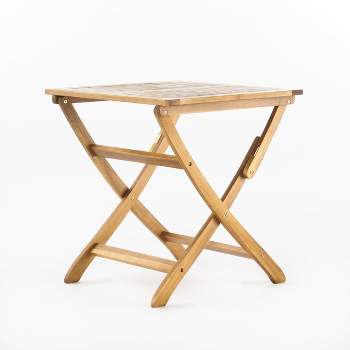 Positano Acacia Wood Foldable Square Bistro Table - Natural Christopher Knight Home