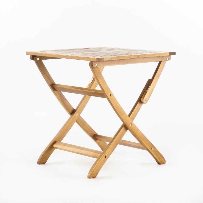Positano Acacia Wood Foldable Square Bistro Table - Natural Christopher Knight Home, 1 of 6