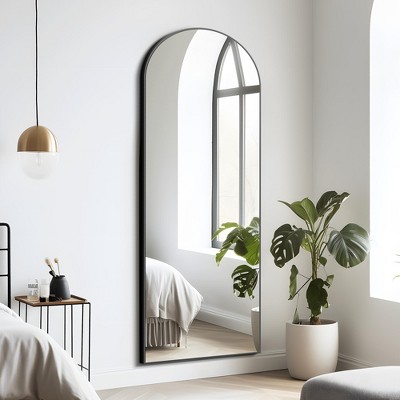 Wooden Right-Angled Arch Full-Length Mirror
