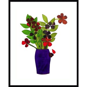 33" x 41" Purple Pot by Sarah Thompsonengels: Botanical Lithograph, Black Frame - Amanti Art - 1 of 4