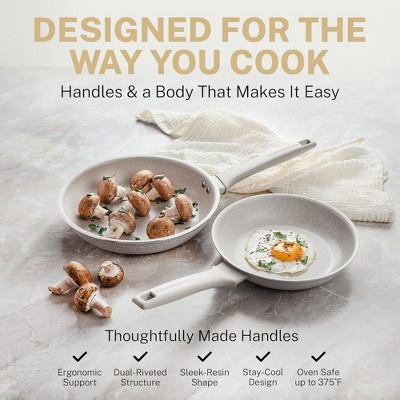 Beige 14'' Aluminum Nonstick Frying Pan with Lid