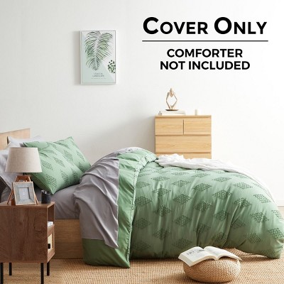 Green Queen Size Pintuck Microfiber Boho Duvet Cover Set