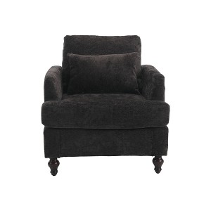 TIRAMISUBEST Black Chenille Accent Chair - Tufted Wood Frame Armchair with Studded Details, Ideal Lounge Chair for Living Room and Bedroom - 1 of 4