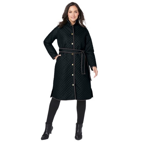 YOURS Plus Size Black Longline Quilted Jacket