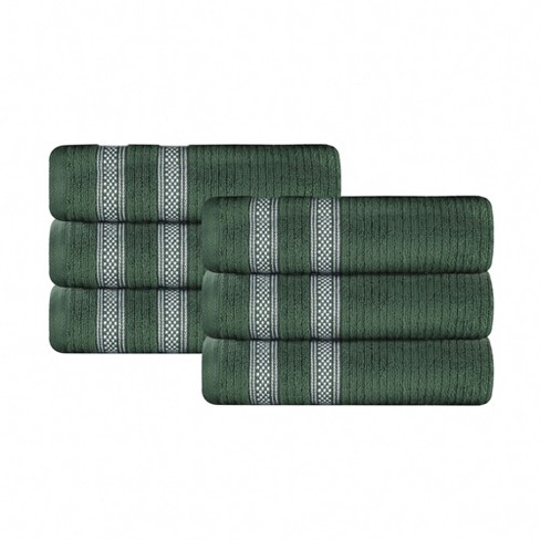 Cotton Tea Towel Set of 3- Olive Green, Black and White | Blue Willow