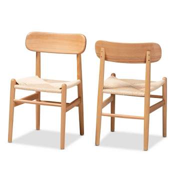 2pc Raheem Hemp and Wood Dining Chair Set Brown - Baxton Studio
