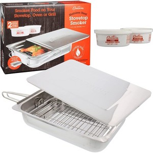 Cameron's Large Stovetop Smoker w Wood Chips and Recipes 11" x 15" x 3.5" - Stainless Steel Smoker - Great For Dinner, Feasts, Parties & More - 1 of 4