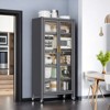 FONTOI Floor-to-ceiling Multilevel Household Storage Cabinets, Open-door Kitchen Shelving, Bowls Cabinets, Grey, 15.75"*67.32"*2.36" - 2 of 4