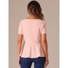 INSPIRE CHIC Women's Short Sleeve Round Neck Stretch Business Classic Peplum Top - 3 of 4