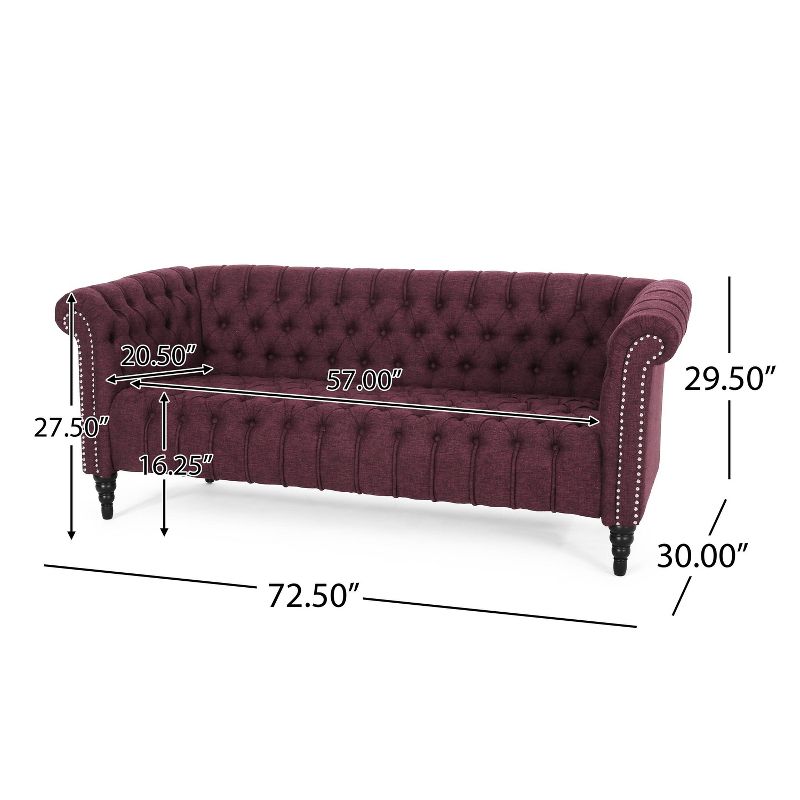 Barneyville Traditional Chesterfield Sofa Wine - Christopher Knight Home, 6 of 9