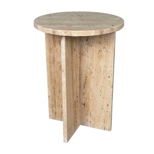 JONATHAN Y Javier 17.75" Contemporary Natural Marble Handmade X-Shaped End Table - 1 of 4