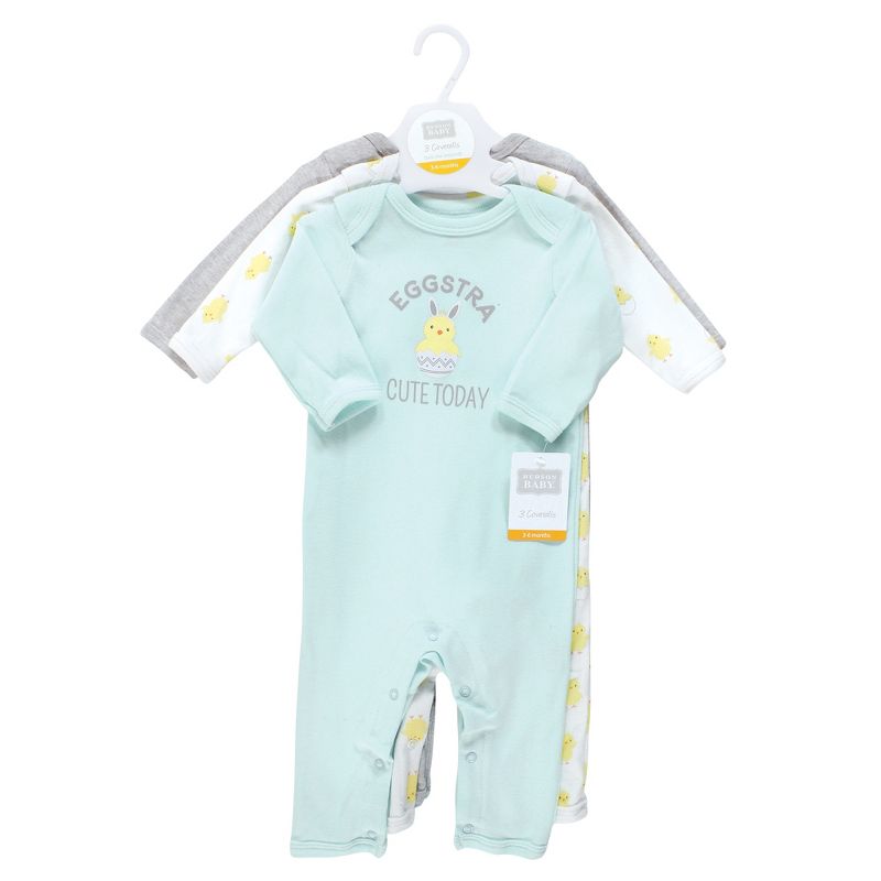 Hudson Baby Unisex Baby Cotton Coveralls, Eggstra Cute, 2 of 6