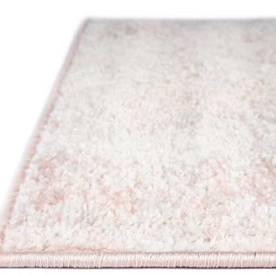 Carnation Pink Rectangular Stain-Resistant Synthetic Accent Rug