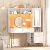 Aheaplus 48'' Vanity Desk with Charging Station and LED Light, Vanity Table with Drawer,  Shelves and Pegboard - 3 of 4