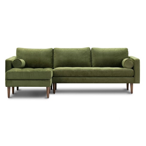 Florence Mid-century Modern Velvet Left Sectional Sofa Distressed