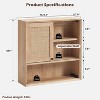 Natural Rattan Bathroom Wall Cabinet with Sliding Door, Wood Hanging Cabinet with Adjustable Shelves, Over The Toilet, Bathroom Wall Cabinet, Beige - 2 of 4