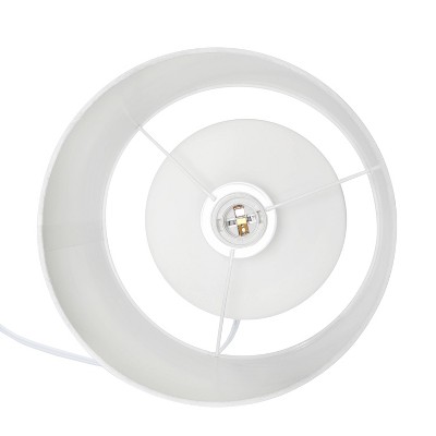 White and Black Ceramic Table Lamp with Fabric Shade
