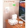 Itopfox 2 Prong to 3 Prong Outlet Adapter with 8 AC Outlets & 4 USB Ports, 1400J Surge Protector, 5ft Extension Cord, Wall Mountable for Old House - 2 of 4
